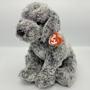 Ty Classic Mercury Dog Gray Silver Stuffed Plush Blue Eyes Puppy Toy 2003 TySilk
